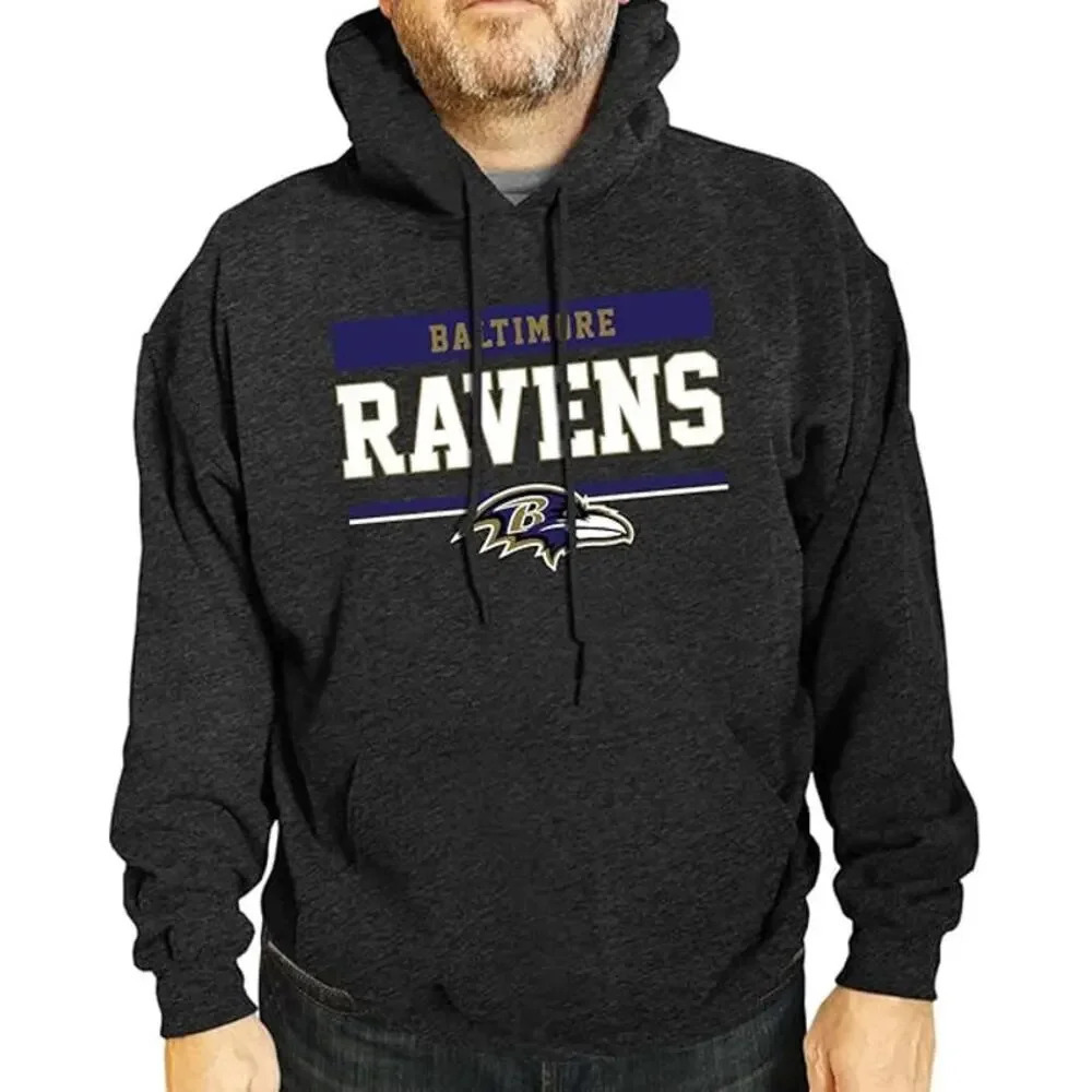 NEW Campus Colors Baltimore Ravens Gameday Hoodie Sweatshirt Heather Gray Large